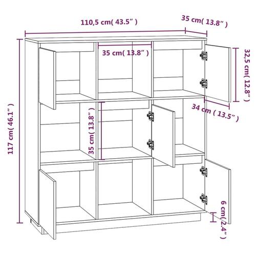 Reol 110,5x35x117 cm massivt fyrretræ