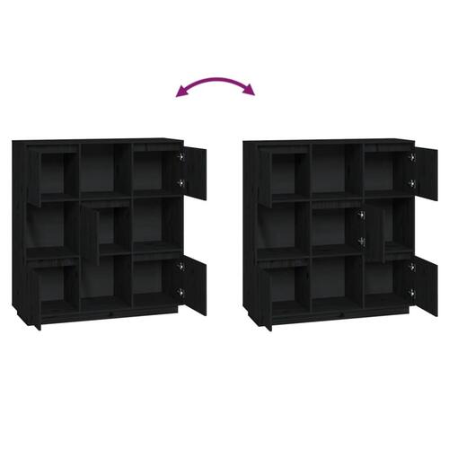 Højskab 110,5x35x117 cm massivt fyrretræ sort