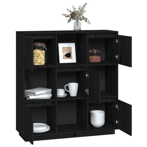 Højskab 110,5x35x117 cm massivt fyrretræ sort