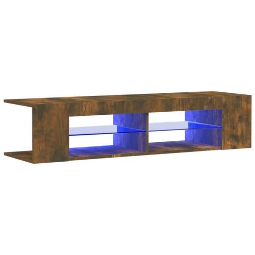 Tv-bord med LED-lys 135x39x30 cm røget eg