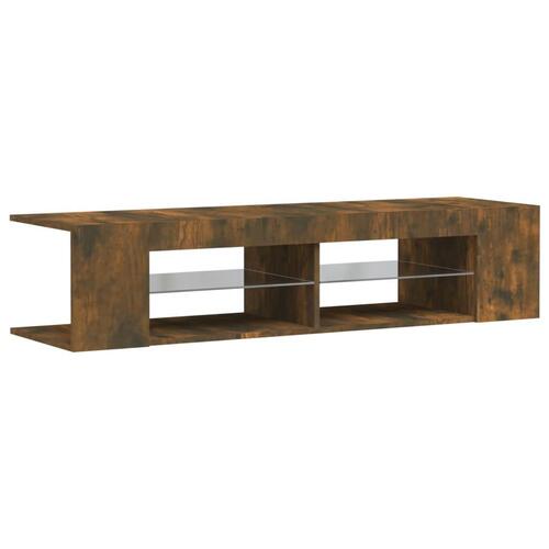 Tv-bord med LED-lys 135x39x30 cm røget eg