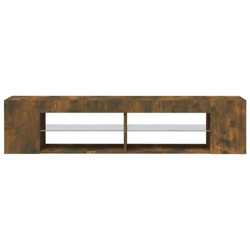 Tv-bord med LED-lys 135x39x30 cm røget eg