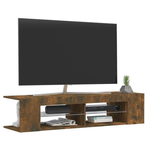 Tv-bord med LED-lys 135x39x30 cm røget eg