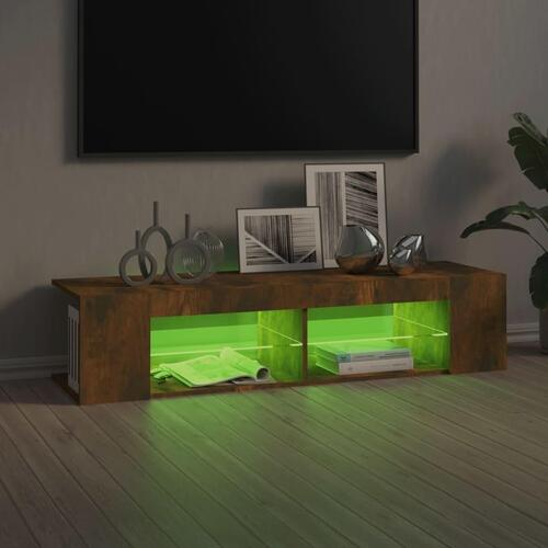 Tv-bord med LED-lys 135x39x30 cm røget eg