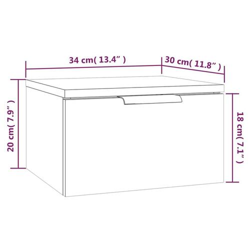 Væghængte sengeborde 2 stk. 34x30x20 cm sonoma-eg