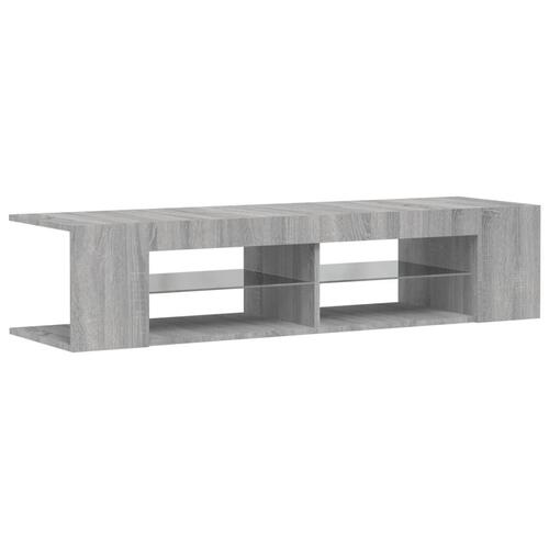 Tv-bord med LED-lys 135x39x30 cm grå sonoma-eg