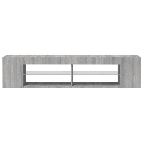 Tv-bord med LED-lys 135x39x30 cm grå sonoma-eg