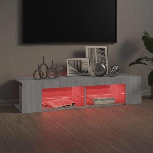 Tv-bord med LED-lys 135x39x30 cm grå sonoma-eg