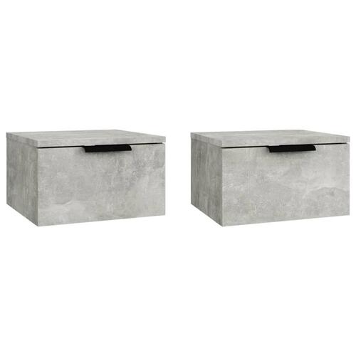 Væghængte sengeborde 2 stk. 34x30x20 cm betongrå