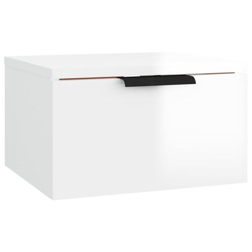 Væghængte sengeborde 2 stk. 34x30x20 cm hvid højglans