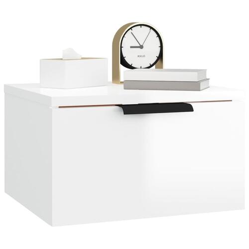 Væghængte sengeborde 2 stk. 34x30x20 cm hvid højglans