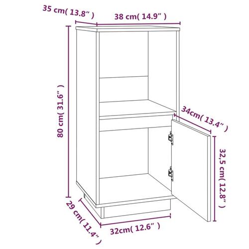 Skænk 38x35x80 cm massivt fyrretræ hvid