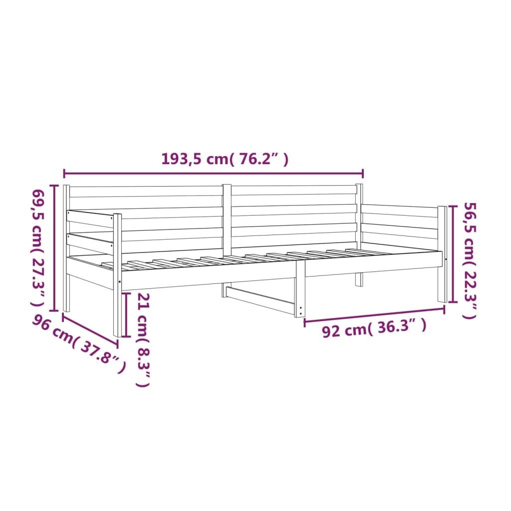 Daybed 90x190 cm massivt fyrretræ grå