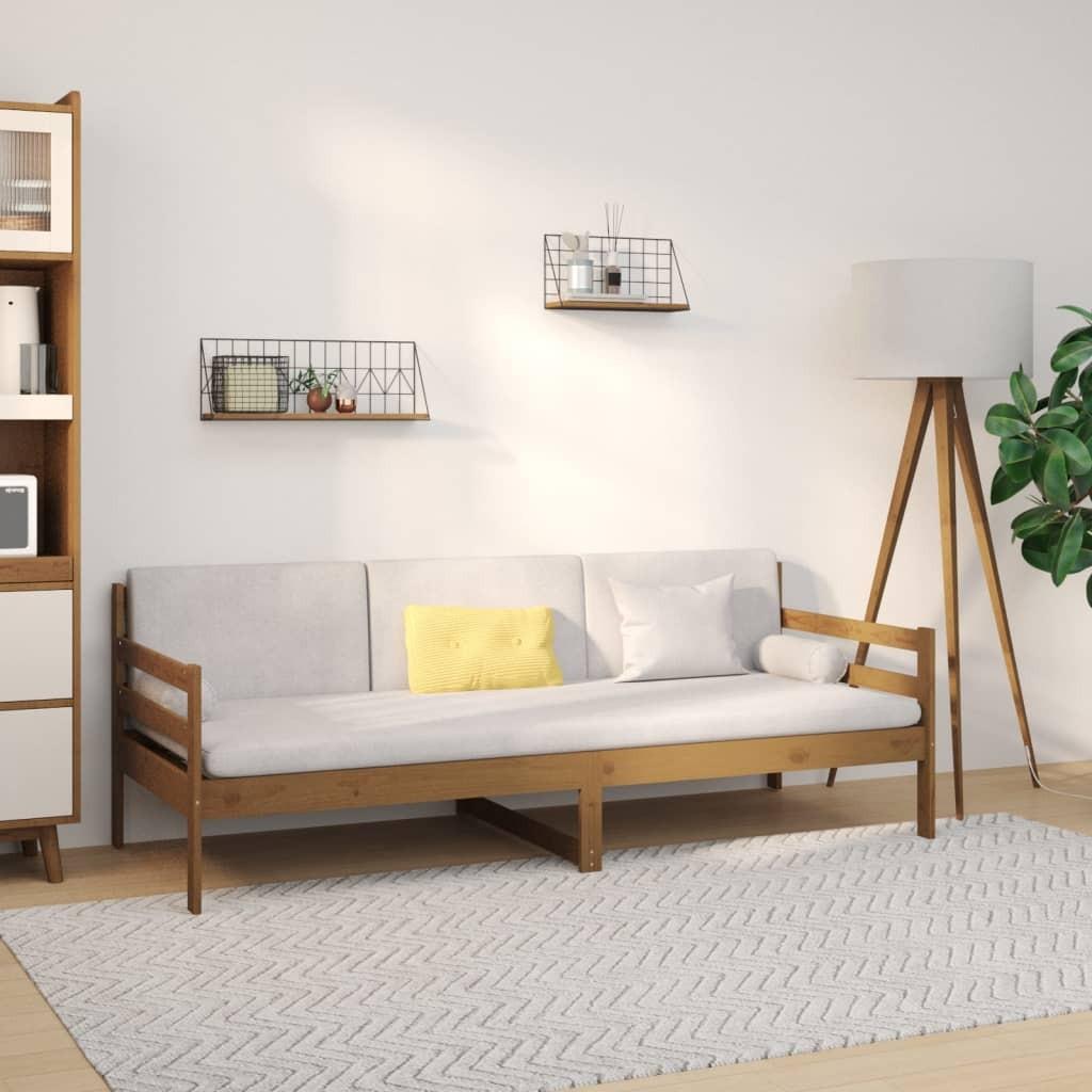 Daybed 90x190 cm massivt fyrretræ gyldenbrun