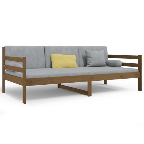 Daybed 90x190 cm massivt fyrretræ gyldenbrun