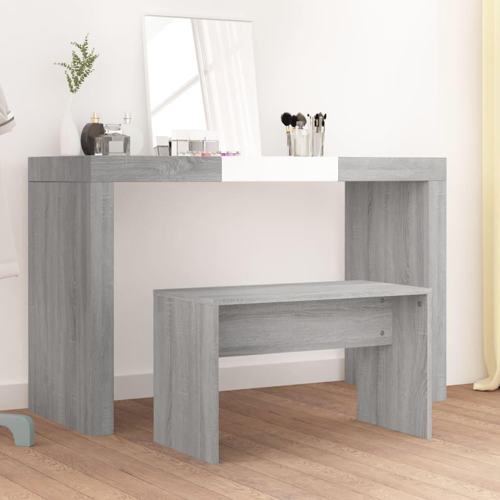 Skammel til makeupbord 70x35x45 cm konstrueret træ grå sonoma
