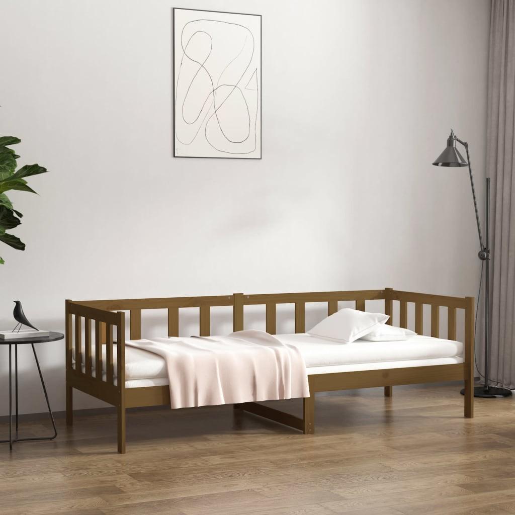 Daybed 90x190 cm massivt fyrretræ gyldenbrun