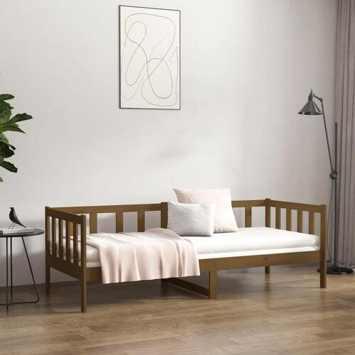 Daybed 90x190 cm massivt fyrretræ gyldenbrun