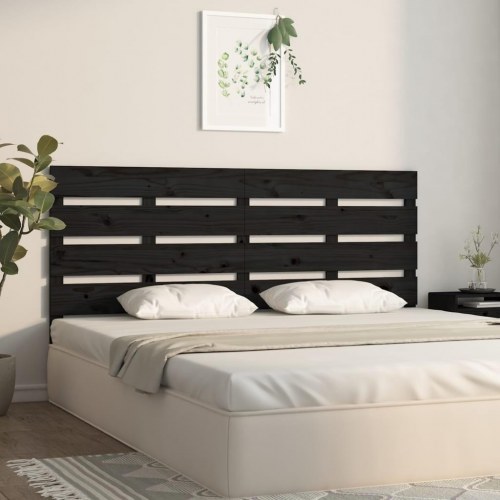 Sengegærde 180x3x80 cm massivt fyrretræ sort