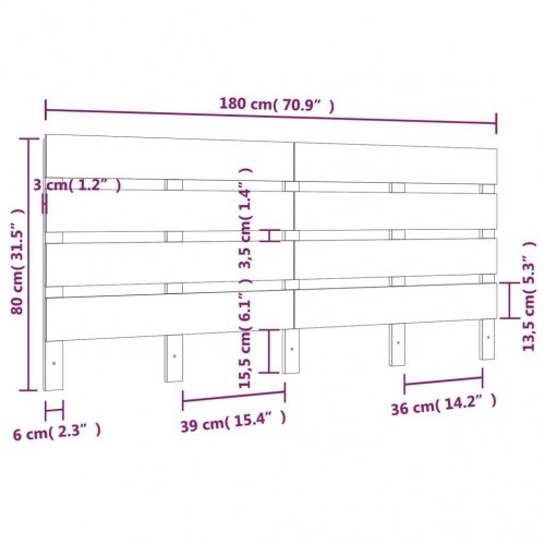 Sengegærde 180x3x80 cm massivt fyrretræ sort