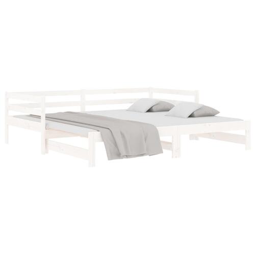 Daybed med udtræk 2x(90x190) cm massivt fyrretræ hvid