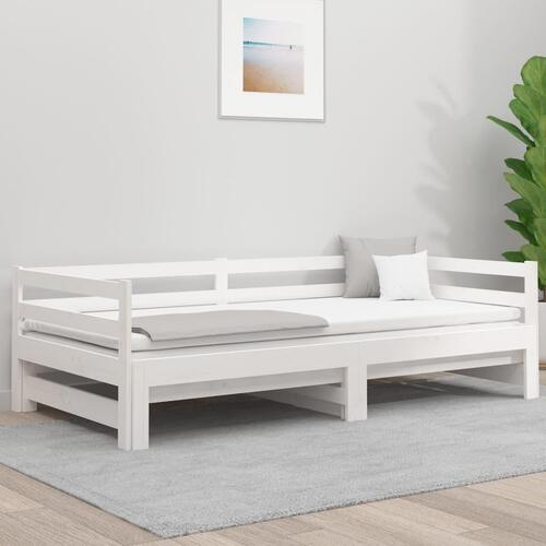Daybed med udtræk 2x(90x190) cm massivt fyrretræ hvid