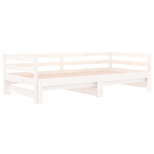 Daybed med udtræk 2x(90x190) cm massivt fyrretræ hvid