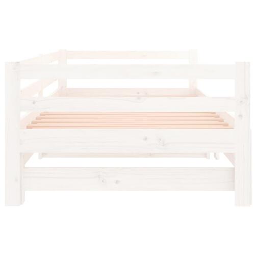 Daybed med udtræk 2x(90x190) cm massivt fyrretræ hvid