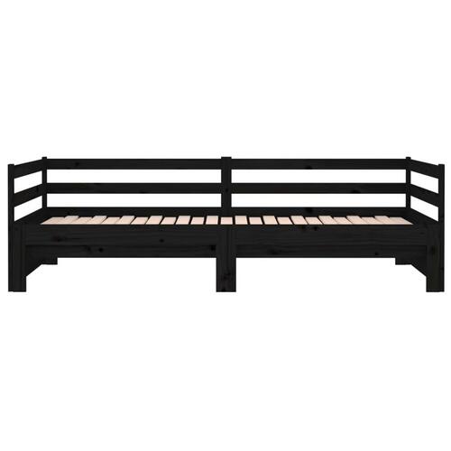 Daybed med udtræk 2x(90x190) cm massivt fyrretræ sort