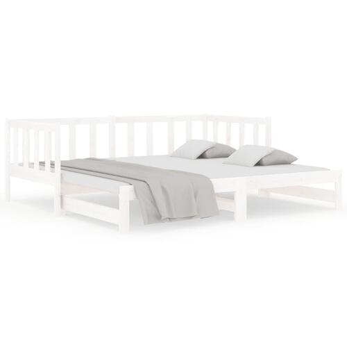 Daybed med udtræk 2x(90x190) cm massivt fyrretræ hvid