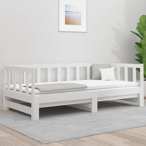 Daybed med udtræk 2x(90x190) cm massivt fyrretræ hvid