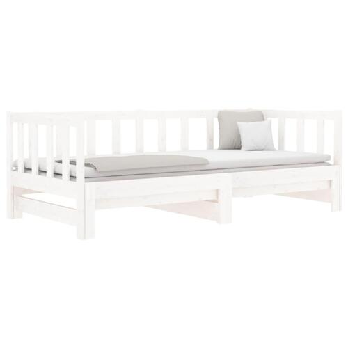 Daybed med udtræk 2x(90x190) cm massivt fyrretræ hvid