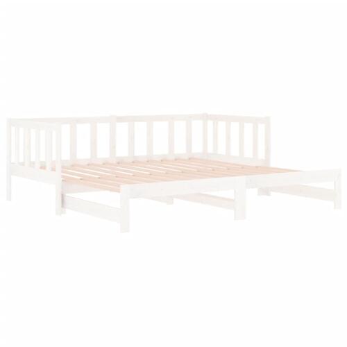 Daybed med udtræk 2x(90x190) cm massivt fyrretræ hvid