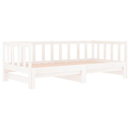 Daybed med udtræk 2x(90x190) cm massivt fyrretræ hvid