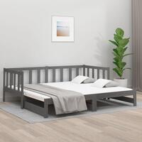 Daybed med udtræk 2x(90x190) cm massivt fyrretræ grå