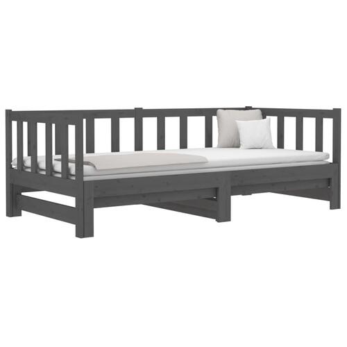 Daybed med udtræk 2x(90x190) cm massivt fyrretræ grå