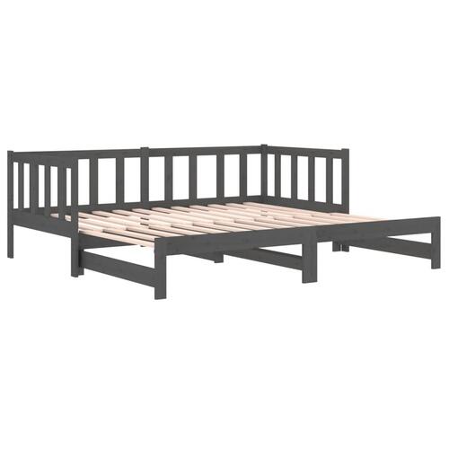 Daybed med udtræk 2x(90x190) cm massivt fyrretræ grå