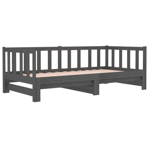 Daybed med udtræk 2x(90x190) cm massivt fyrretræ grå