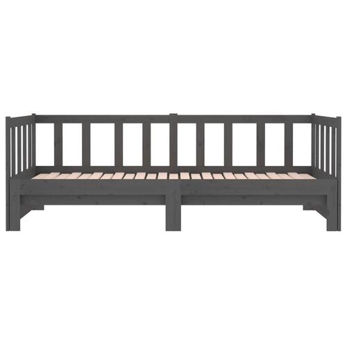Daybed med udtræk 2x(90x190) cm massivt fyrretræ grå
