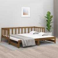 Daybed med udtræk 2x(90x190) cm massivt fyrretræ gyldenbrun