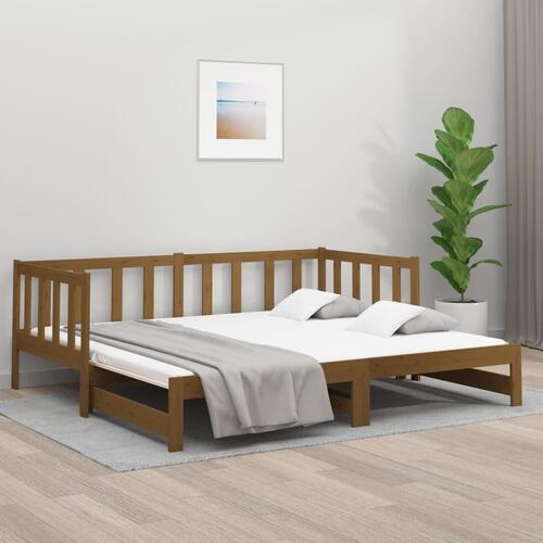 Daybed med udtræk 2x(90x190) cm massivt fyrretræ gyldenbrun