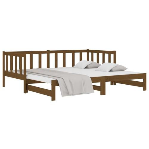 Daybed med udtræk 2x(90x190) cm massivt fyrretræ gyldenbrun