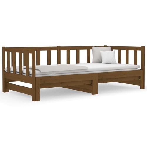 Daybed med udtræk 2x(90x190) cm massivt fyrretræ gyldenbrun