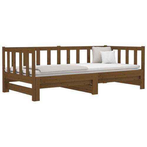 Daybed med udtræk 2x(90x190) cm massivt fyrretræ gyldenbrun