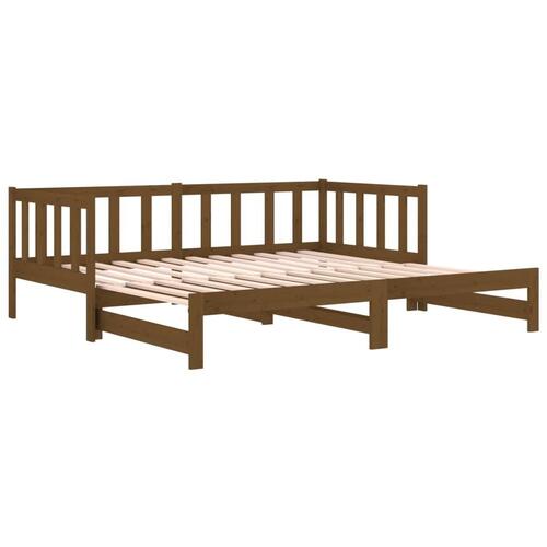 Daybed med udtræk 2x(90x190) cm massivt fyrretræ gyldenbrun