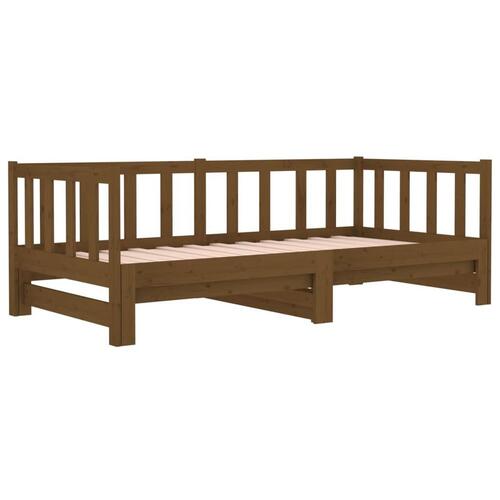 Daybed med udtræk 2x(90x190) cm massivt fyrretræ gyldenbrun