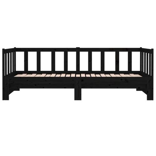 Daybed med udtræk 2x(90x190) cm massivt fyrretræ sort