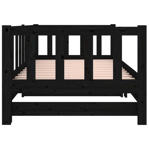 Daybed med udtræk 2x(90x190) cm massivt fyrretræ sort