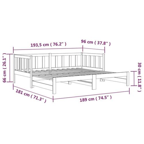 Daybed med udtræk 2x(90x190) cm massivt fyrretræ sort