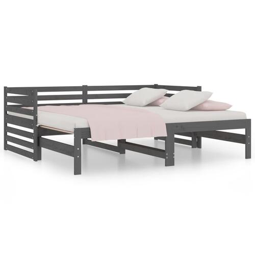 Daybed med udtræk 2x(90x190) cm massivt fyrretræ grå